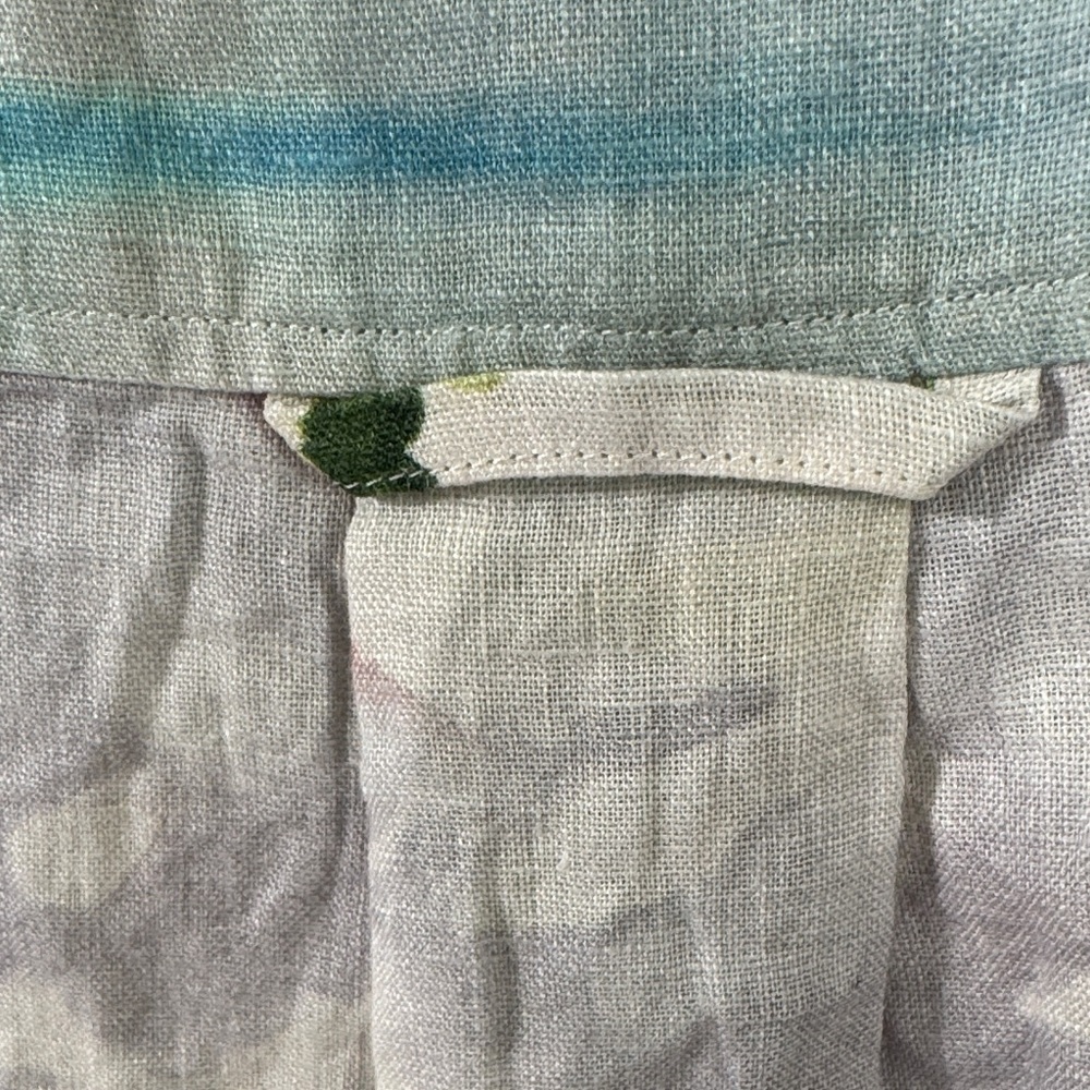 EUC Desmond & Dempsey Button-Down Landscape/Floral Print Oversized 100% Linen - Picture 6 of 9